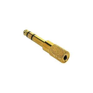 Boston Adaptor, 3,5mm jack female stereo, 6,3mm jack male stereo, gold metal
