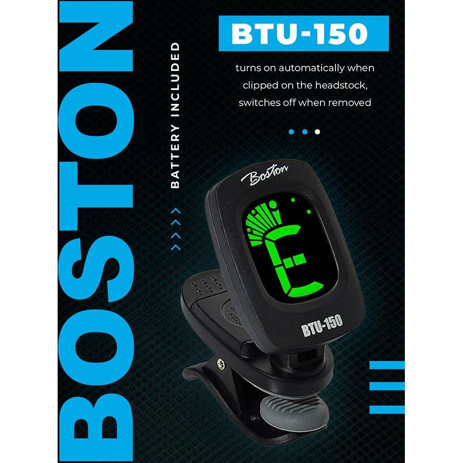 Boston BTU-150 Chromatic Clip Tuner with Multi-Color Display and Auto Power On/Off Info