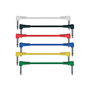 Boston Patch Cables, mono, 6-pack, 6 colors, moulded angled jacks, 0.15 meter