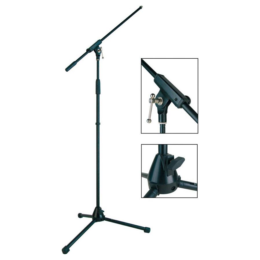 Boston Stage Pro Series microphone stand with boom max height 165cm, Black