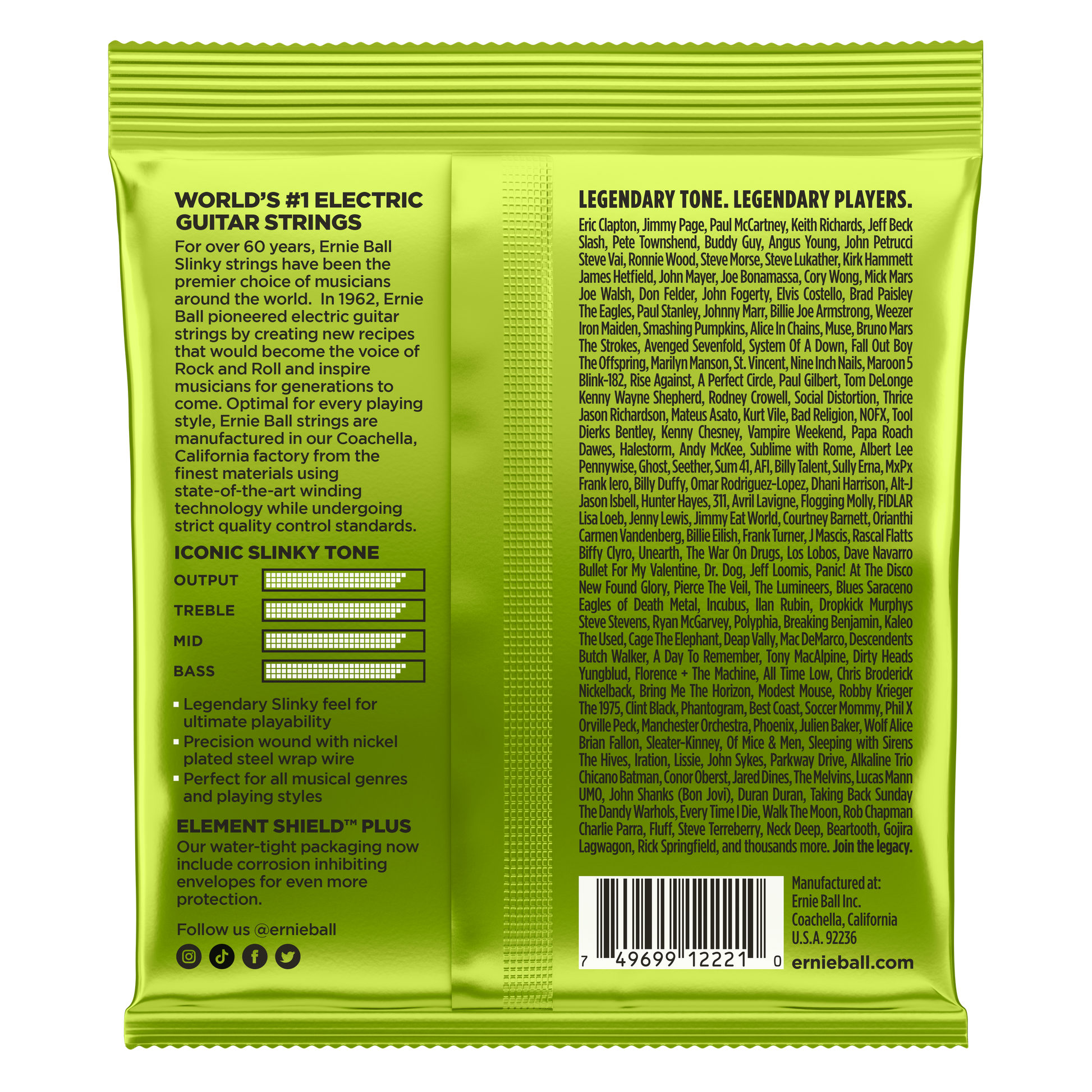 Ernie Ball 2221 Regular Slinky Electric Guitar Strings (10-46) Back View