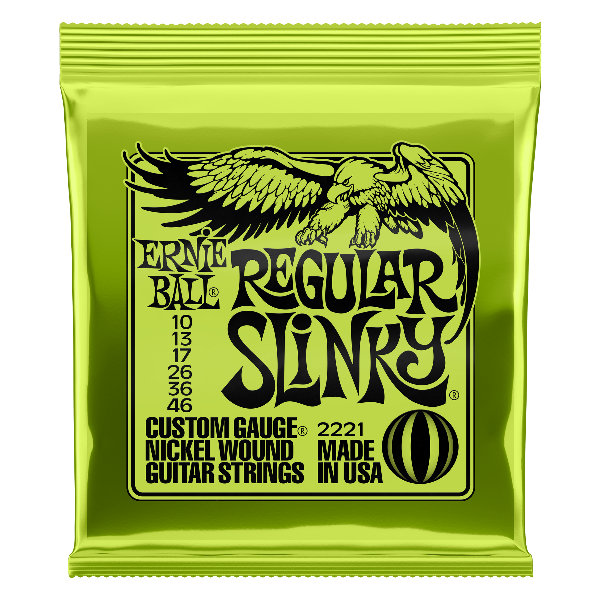 Ernie Ball 2221 Regular Slinky Electric Guitar Strings (10-46) Front View