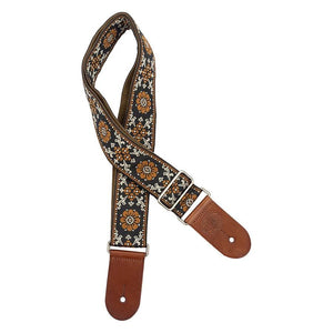 GST-1180-2 | Gaucho Traditional Deluxe Series guitar strap, Brown / Gold