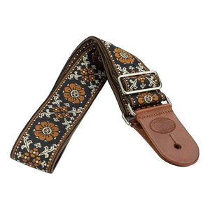 GST-1180-2 | Gaucho Traditional Deluxe Series guitar strap, Brown / Gold 2