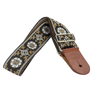GST-1180-4 | Gaucho Traditional Deluxe Series guitar strap, White / black 2