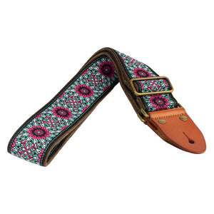 GST-1280-8 | Gaucho Authentic Deluxe Series guitar strap, Black / Burgundy / Turquoise 2