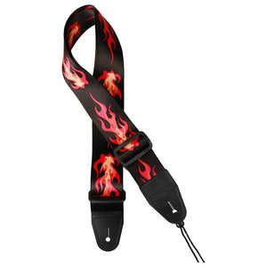 GST-160-RF | Gaucho Icon Series guitar strap 'rockabilly flame'