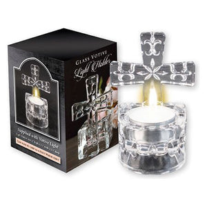 Glass Cross Tea Light Holder Water Font 87825