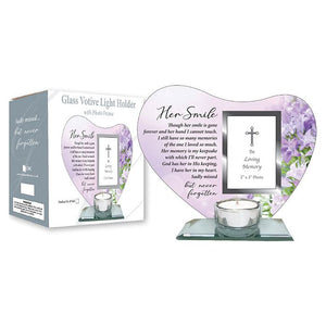 Her Smile Glass Votive Light Holder Photo Plaque