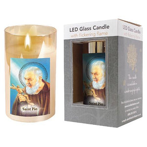 LED Candle / Glass Jar / Timer / Saint Pio - 86753