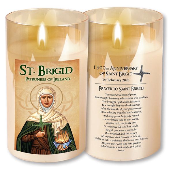 LED Candle / Glass Jar / Timer / St.Brigid - 86760