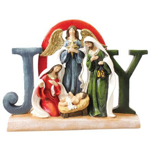 Resin Nativity Holy Family Joy 6 3/4 inch