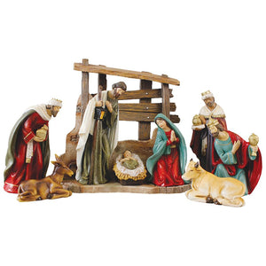 Resin Nativity Set 8 - 7 1/2 inch Figures and Stable