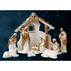 Resin Nativity Set 9 - 8 inch Figures and Shed