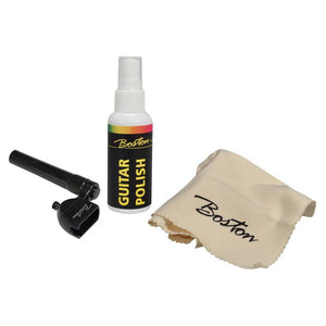 guitar maintenance kit, polish, cloth and string winder
